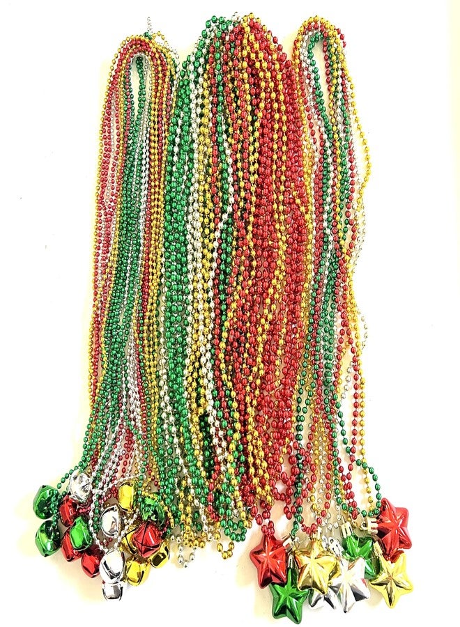 GZYSSL 100 Pcs with 6 Styles Christmas Party Beads Necklaces Red Green Gold Silver Snowflake Santa Jingle Bell Holiday Beads Necklaces Christmas Tree Party Decorations - Image 4